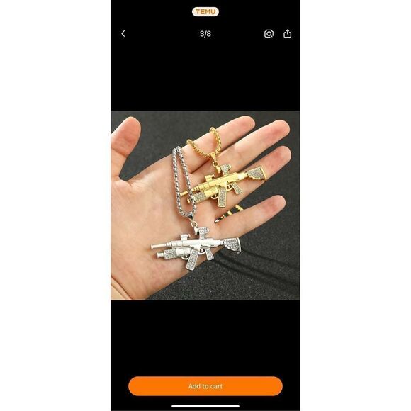 Unisex 1pc  silver Cuban Rap Trend Necklace - Picture 2 of 3